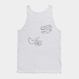 T-rex and Triceratops Skull Line Drawings Tank Top